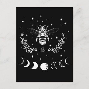 Bee Crescent Moon Witchcraft Wicca Goth Insect Postcard