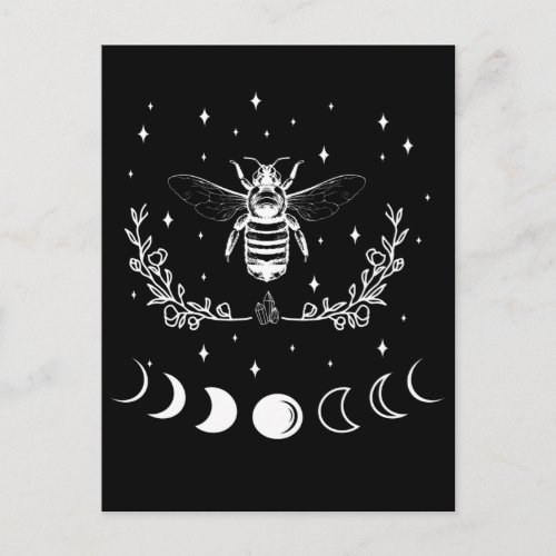 Bee Crescent Moon Witchcraft Wicca Goth Insect Postcard