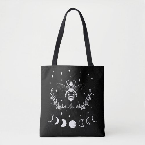 Bee Crescent Moon Witchcraft Wicca Goth Insect Tote Bag