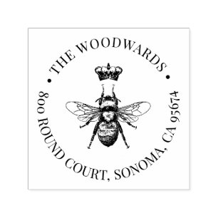 Bee Crown Family Name Return Address  Self-inking Stamp