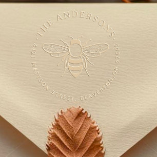 Bee Custom Name Rustic Family Return Address Embosser