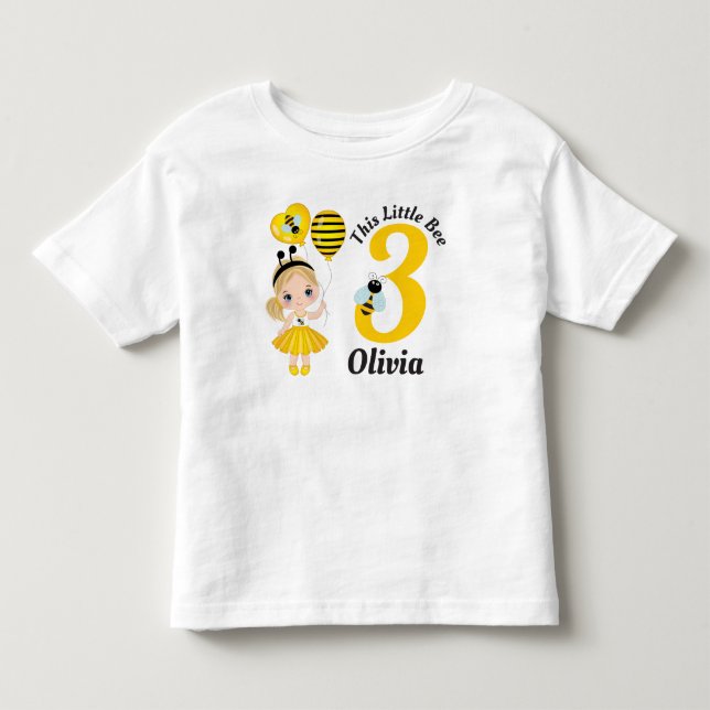 Bee Cute Little Girl Birthday Toddler T-Shirt (Front)