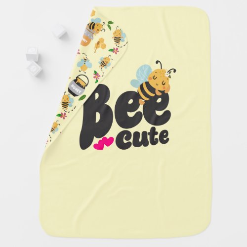 Bee Cute with a sleeping bee design Baby Blanket