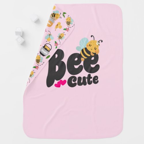 Bee Cute with a sleeping bee design Baby Blanket