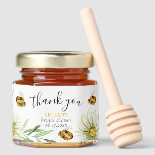 Bee Daisy Floral Bridal Shower Thank You Favor Honey Jar Favors