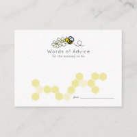 Bee Daisy White Baby Shower Advice Cards