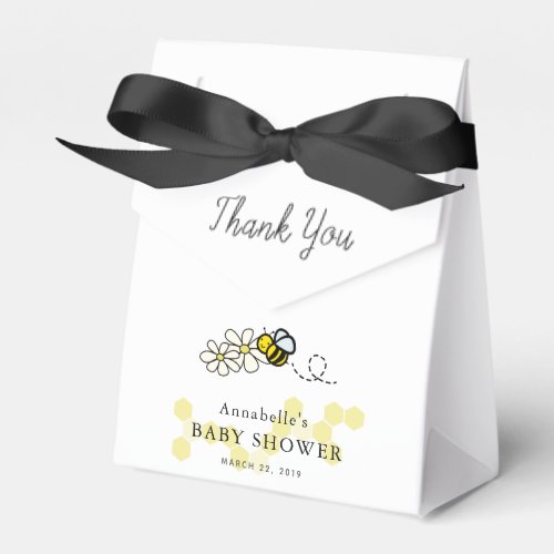 Bee  Daisy White Baby Shower Favor Boxes