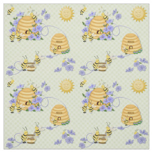 Honey Bumble Bee Hive Sunny Yellow Floral Fabric