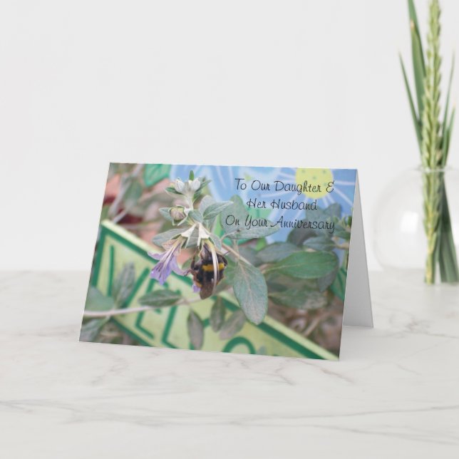 Bee Daughter And Husband Personalised Anniversary Card (Front)