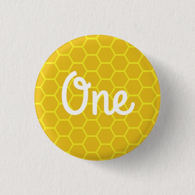 Bee Day 1st Birthday Button Pin (Front)