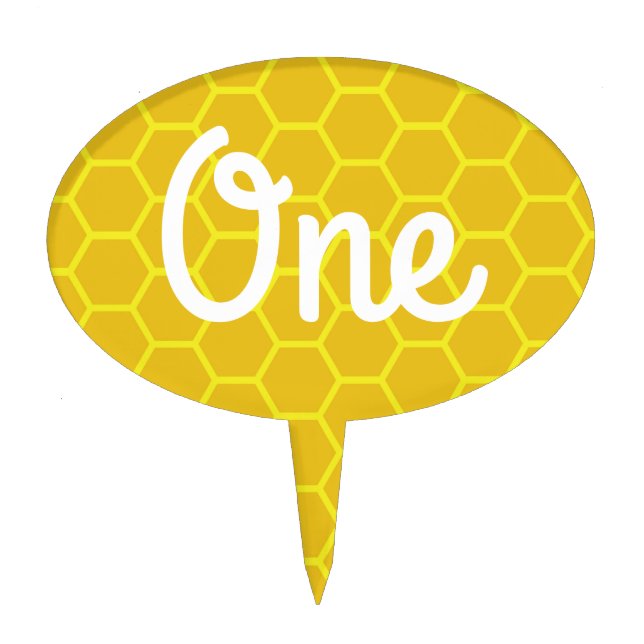 Bee Day 1st Birthday Cake Pick Topper Decor (Front)