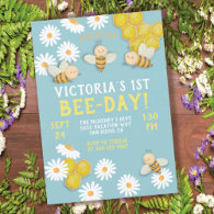 Bee-Day 1st Birthday Party Invitation