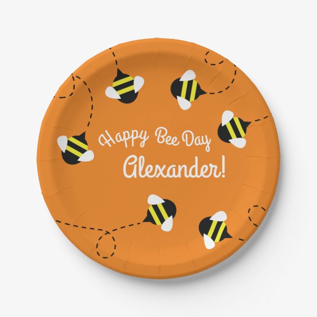 Bee Day 1st Birthday Plates (Front)