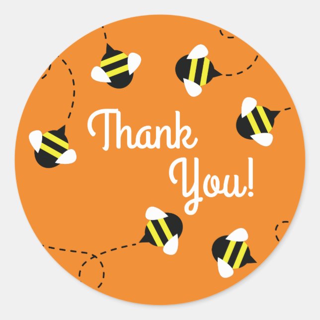 Bee Day 1st Birthday Sticker Seals Thank You (Front)