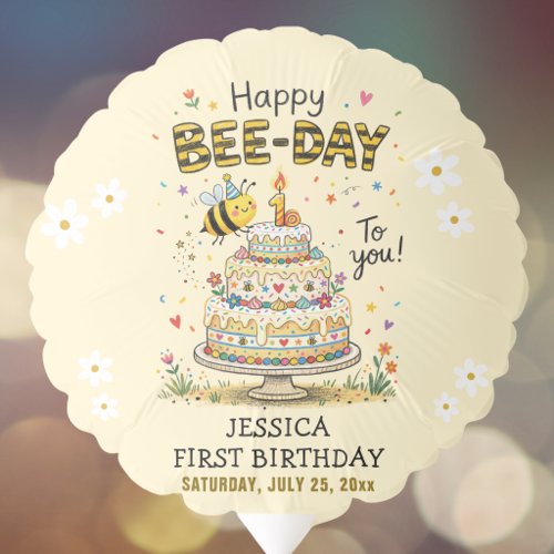 Bee Day Birthday | Cute Bumble Bee First Birthday Balloon