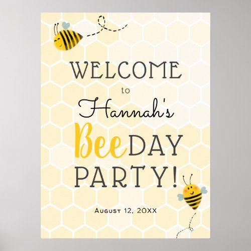 Bee_Day Birthday Party Welcome Sign