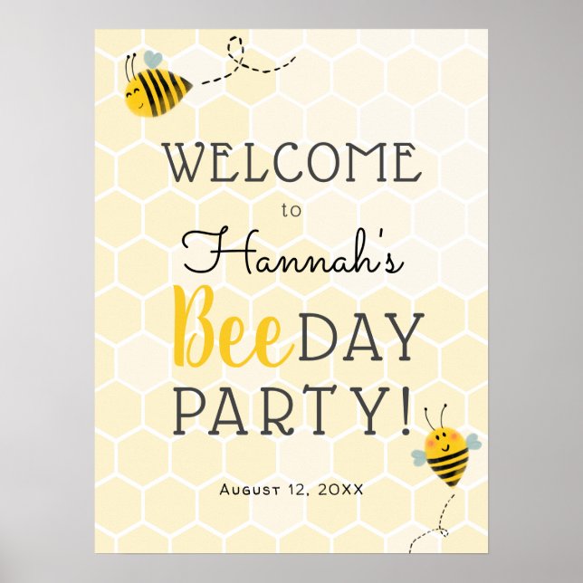 Bee-Day Birthday Party Welcome Sign (Front)