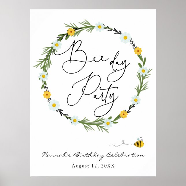 Bee Day Birthday Welcome Sign (Front)