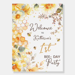 Bee Day Bumble Bee Birthday Honey Floral Welcome Foam Board