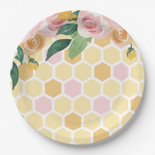 Bee Day Bumblebee 1st Birthday pink floral Paper P Paper Plates