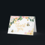 Bee Day bumblebee Birthday pink floral thank you Card<br><div class="desc">So Sweet to Bee One! Floral and pink bee-day first birthday thank you cards.</div>