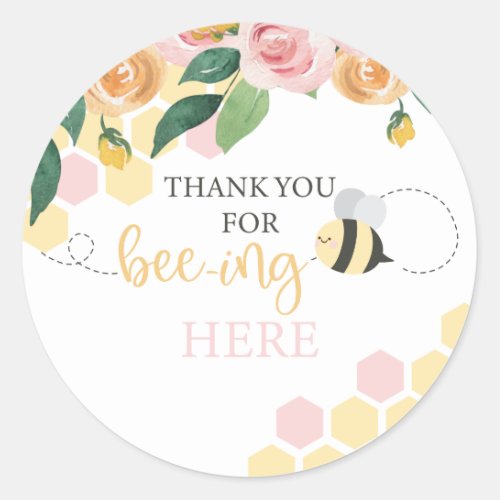 Bee Day Bumblebee Birthday Thank You Classic Round Sticker