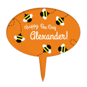 Bee Day Cute Kid's Birthday Cake Topper