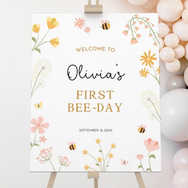 Bee Day First Birthday Welcome Sign, Editable Foam Board (Creator Uploaded)