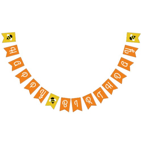 Bee Day Happy Birthday Bunting Banner