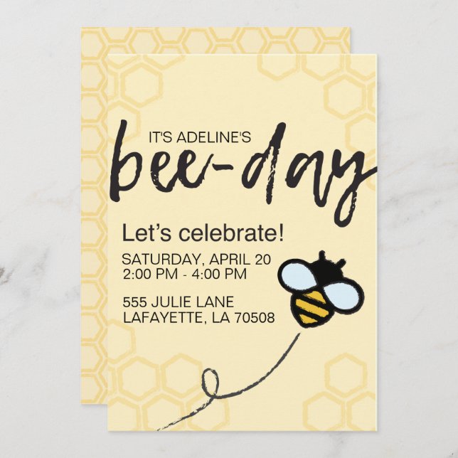 Bee-Day Invitation (Front/Back)