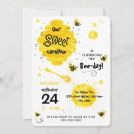 BEE-day Invitation download Honey Bee yellow