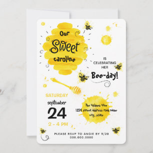BEE-day Invitation download Honey Bee yellow