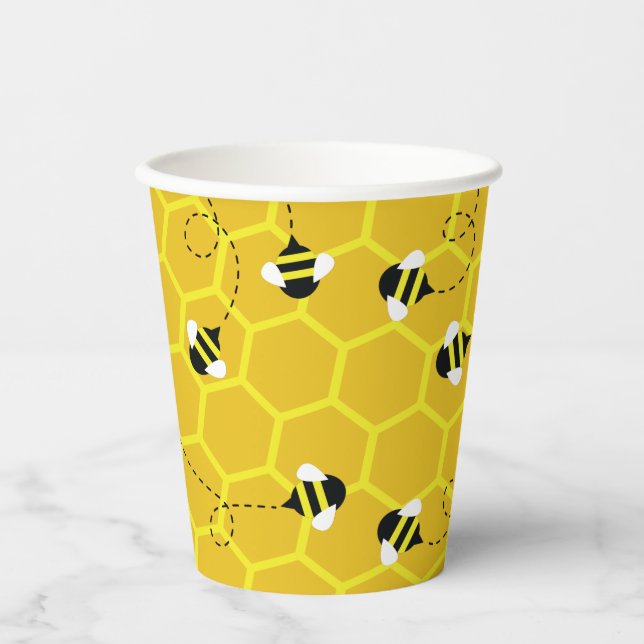 Bee Day Kid's Birthday Party Paper Cups (Front)