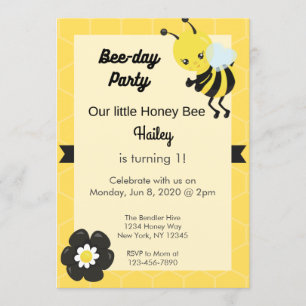 Bee-day Party Birthday Invitation