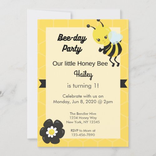 Bee_day Party Birthday Invitation