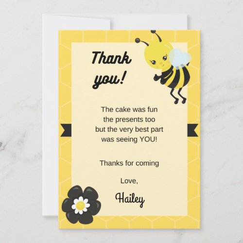 Bee_day Party Birthday Thank You Card