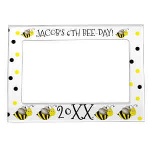 Bee Day Yellow Bumblebee Birthday Party Bday Magnetic Frame