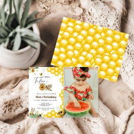 Bee day yellow honey bee first girl birthday party invitation