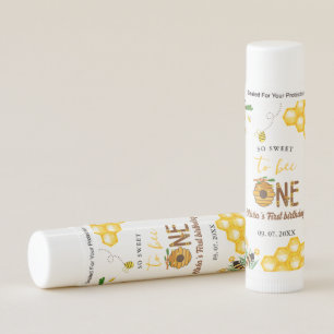 Bee day yellow honey bee first girl birthday party lip balm