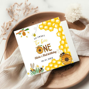 Bee day yellow honey bee first girl birthday party napkins