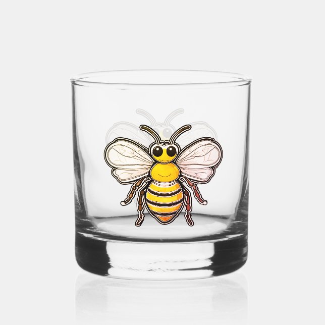 Bee Dazzling  Whiskey Glass (Front)