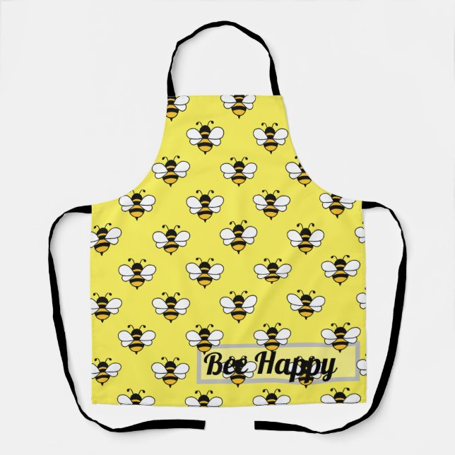 Bee design all over print editable text  apron (Front)