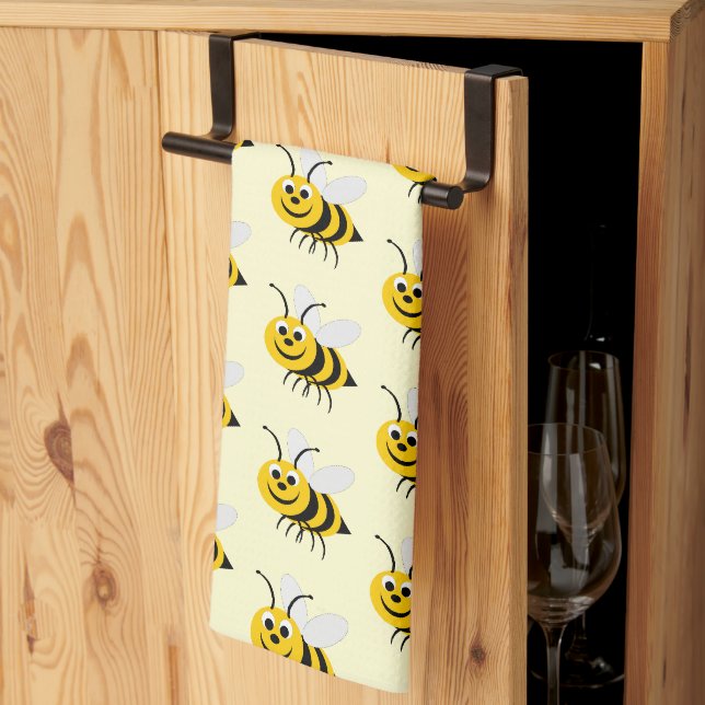 Bee Design Any Colour Background Kitchen Towel (Thirds Fold)