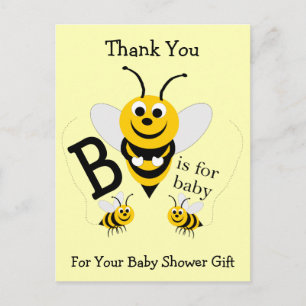 Bee Design Baby Shower Thank You Postcard