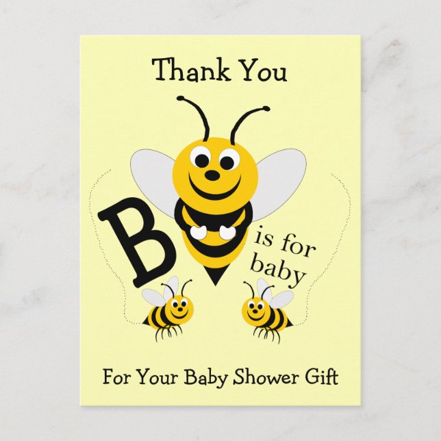 Bee Design Baby Shower Thank You Postcard (Front)