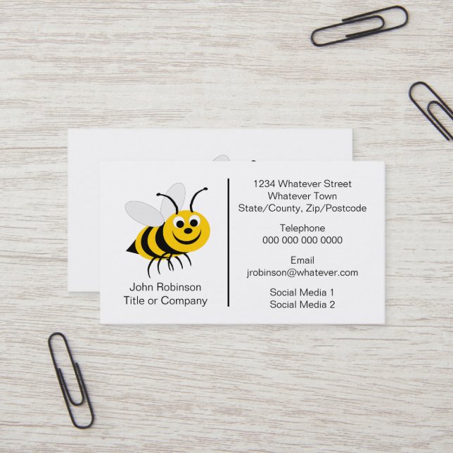 Bee Design Beekeeper Business Card (Front/Back In Situ)