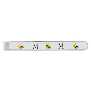 Bee Design Monogrammed Silver Finish Tie Bar