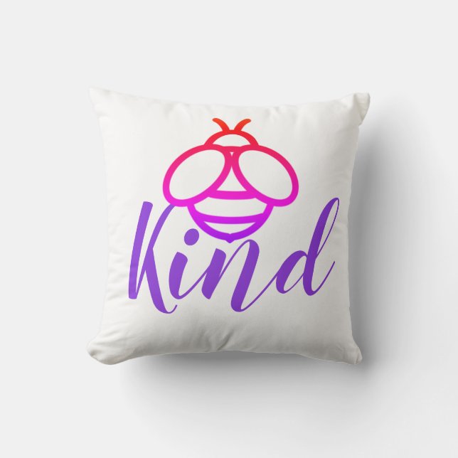  bee design orange red pink purple bumblebee  throw pillow (Front)