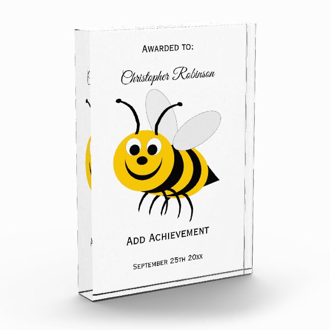 Bee Design Personalised Acrylic Award (Left)