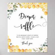 Bee diaper raffle baby shower sign